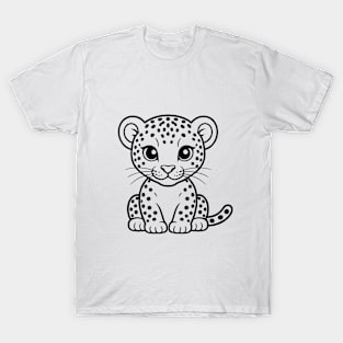 Cute Baby Leopard Animal Outline T-Shirt